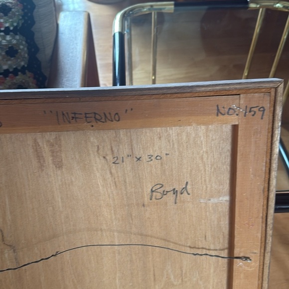 Abstract Purple textured Art Piece by Boyd wood framed on board - Picture 5 of 12